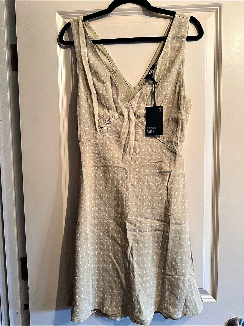 NWTS - Paige - Juanita Dress Polka Dot Mini Dress Beige & White - Size 10
